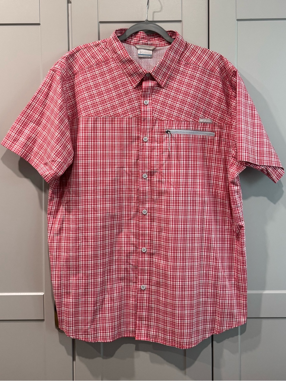 Columbia Red Plaid Short-Sleeve Button-Down Shirt